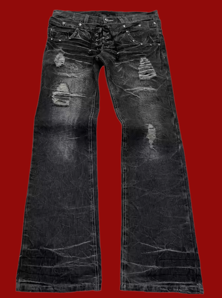 Flared Rip Black Jeans