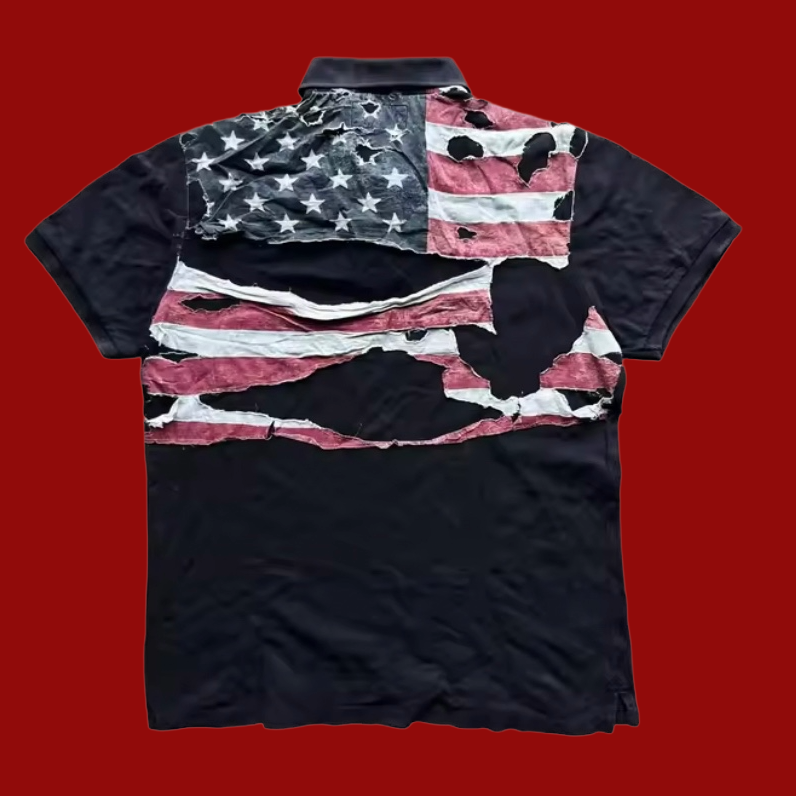 Distressed American Flag Polo