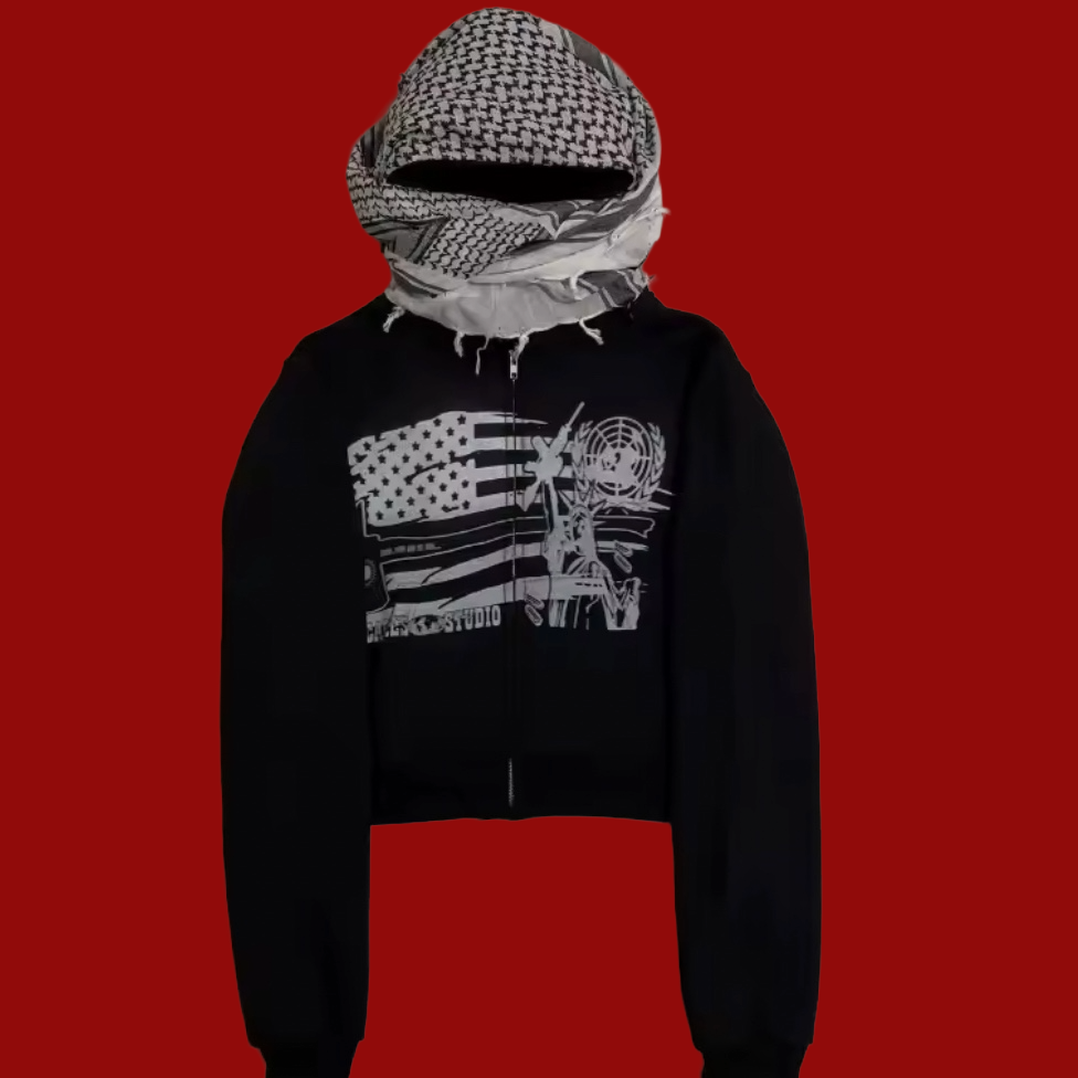 American Flag Face Mask Hoodie