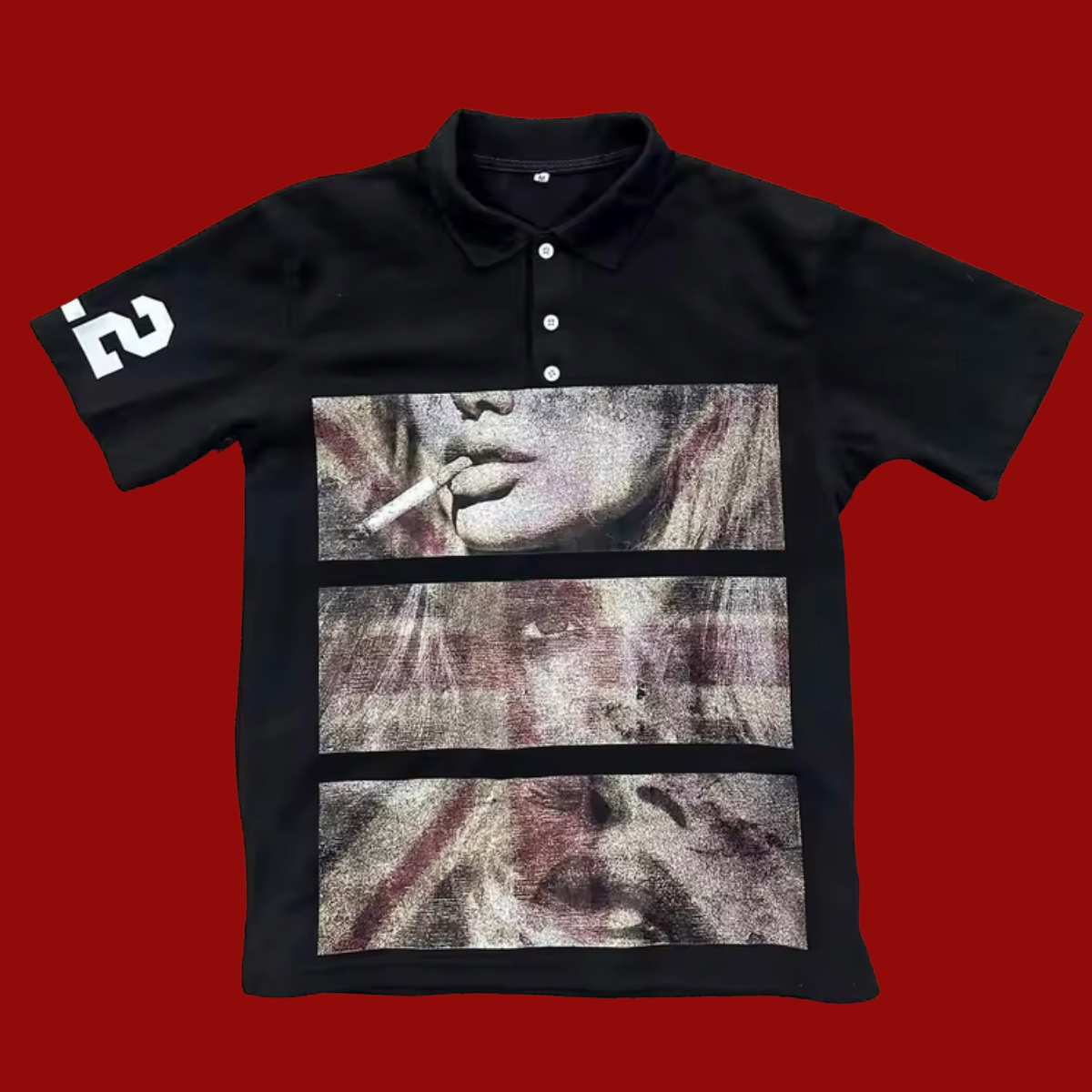 Woman Smoking Cigarette Polo