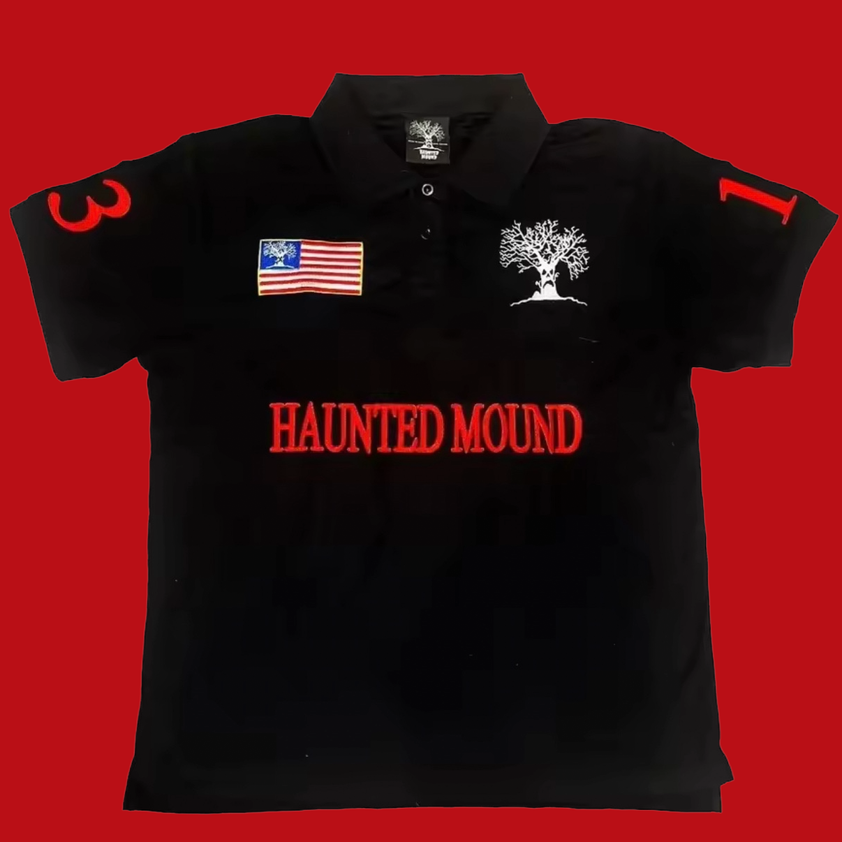 "Haunted Mound" Black Polo